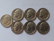 Zestaw 7 monet USA - One Dime (10 centów) - Lata 80-te - Mennica P