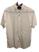 Koszula Reserved S slim fit, biały kolor, czerwono-granatowy wzór