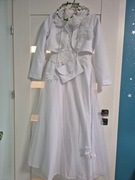 Suknia koronkowa komunijna 158 +bolerko+2 wianki i torebka