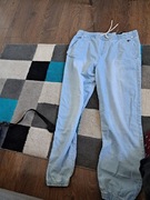 Jasnoniebieskie jeansy jogger loose L – denim, gumka w pasie