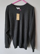 Nowy szary sweter L/40 męski lambswool wełna