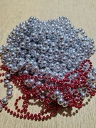 Łańcuchy srebrny i czerwony na choinkę i nie tylko 