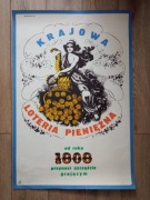 Oryginalny polski plakat - Krajowa Loteria Pieniężna, Rapnicki, 1965