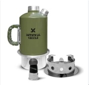 Czajnik turystyczny, kuchenka Survival Kettle Green - 1,2 L - zestaw
