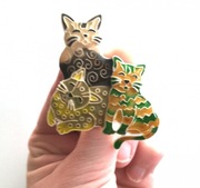 Emaliowana broszka trzy koty w stylu Retro Vintage Nowa na prezent