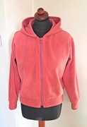 Malinowa polarowa bluza z kapturem avant garde vintage S/M
