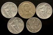 5szt PRL Obieg 3x 5zł 1959, 1974,2zł 1971 10zł 1959.