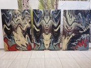 tryptyk "Uśmiechnięty smutek" 3 obrazy w formacie 150x100