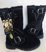 BUTY SKÓRZANE KOZAKI LORCHI NOWE 25 CZARNE ZAMSZ OCIEPLANE METKI BOTKI 