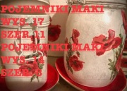 POJEMNIKI SZKLANE RĘCZNIE ZDOBIONE -DECUPAGE, "MAKI", "SŁONECZNIKI"