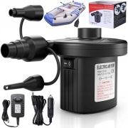 MOCNA POMPKA ELEKTRYCZNA BIWAK MATERAC BASEN 12V/230V 3X KOŃCÓWKI 400l/min