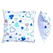 Poszewka 40x40 cm Serca niebieskie serduszka - Bawełna