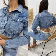 Kurtka Jeansowa w serca M/L