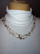 Naszyjnik len masa perłowa i koraliki