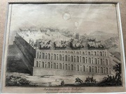 Stara francuska grafika Jardins suspendus de Babylone z XVIII wieku