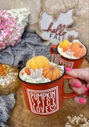 Duża Świeca sojowa Pumpkin z dynią w jesiennym kubku dyniowe ciasto 380 g