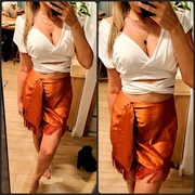 Asos satynowa spódniczka z frędzlami r. S/M