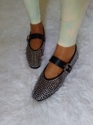 (40) Bogato zdobione dżetami baleriny wieczorowe z zapięciem, NOWE 