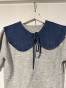 Wiązany jeansowy ozdobny kołnierzyk