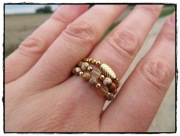 Pierścionek elastyczny z kamieni naturalnych CYTRYN jaspis brązowo-beżowy