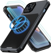 Etui z metalową ramą do iPhone'a 14 6,1" MagSafe folia ochronna smycz 