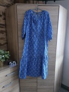 Długa maxi niebieska bawełniana sukienka 