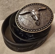 Skórzany pasek BYK RODEO Buhaj dla Hodowcy Bydła.