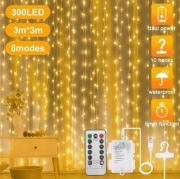 AOMIG Kurtyna świetlna LED, 3 × 3 m, 300 diod LED