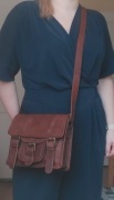 Skórzana torebka listonoszka vintage brązowa skóra naturalna czekoladowa