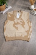 Beżowa kamizelka swetrowa V-neck L (542)
