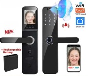 Smart klamka, 3D Face ID, odcisk palca, kalwiatura, RFID, klucz, Tuya, Wifi