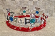 Korona do stroju króla srebrna korona dla króla strój króla czerwona
