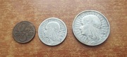 zestaw 1932 rok Głowa Kobiety 2 zł 5 zł 10 zł 2 gr  