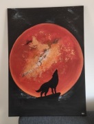 Obraz akrylowy 70x50, "Wilk Nocą" oryginalny, ręcznie malowany 