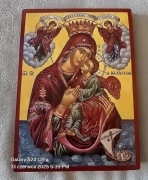 Ikona Grecka na desce Matka Boska z Morza Thalassini Słodki Pocałunek.
