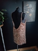 Cekinowa złota mini sukienka odkryte plecy Glamour sexy 