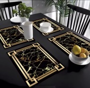 Elegancki Zestaw 4 szt. Czarno-Złote Podkładki pod Talerze 