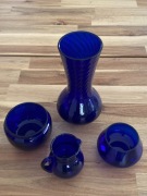 Wazon kobalt 20,5 cm PRL stary bardzo dobry stan + 3 wazoniki