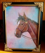 STUDIUM GŁOWY KONIA-OBRAZ OLEJNY NA PŁÓTNIE, -J. KOSSAK 46 X36 