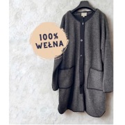 Płaszcz wełniany Masai XL 100% wełna wool oversize kardigan długi premium