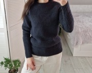 H&M czarny wełniany ażurowy sweter 50% wełna M