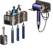 Zestaw uchwytów łazienkowych z organizerem, dozownikiem pasty czarny