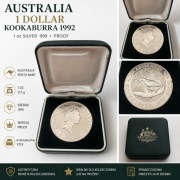 Australia 1$ Kookaburra 1992 1 oz srebro 999 proof Perth Mint