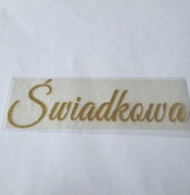 Naprasowanka Świadkowa 15x4,5 cm złoty brokat
