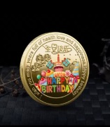 Moneta z kolorowym Happy Birthday
