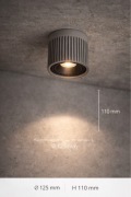 Lampa sufitowa betonowa ryflowana–plafon/ downlight Ø125 mm – handmade loft