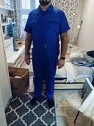 Męski niebieski kombinezon roboczy z krótkim rękawem