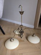 Lampa sufitowa retro z lat 30. - 3-kloszowa, mosiężna, oryginał z 1935 roku