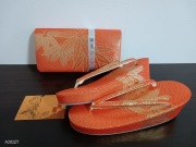 Elegancki japoński komplet: sandały zori i torebka z tkaniny obi-ori Nowe