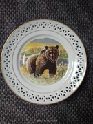 Talerz kolekcjonerski , Bing&Grøndahl, motyw myśliwski, niedźwiedź.